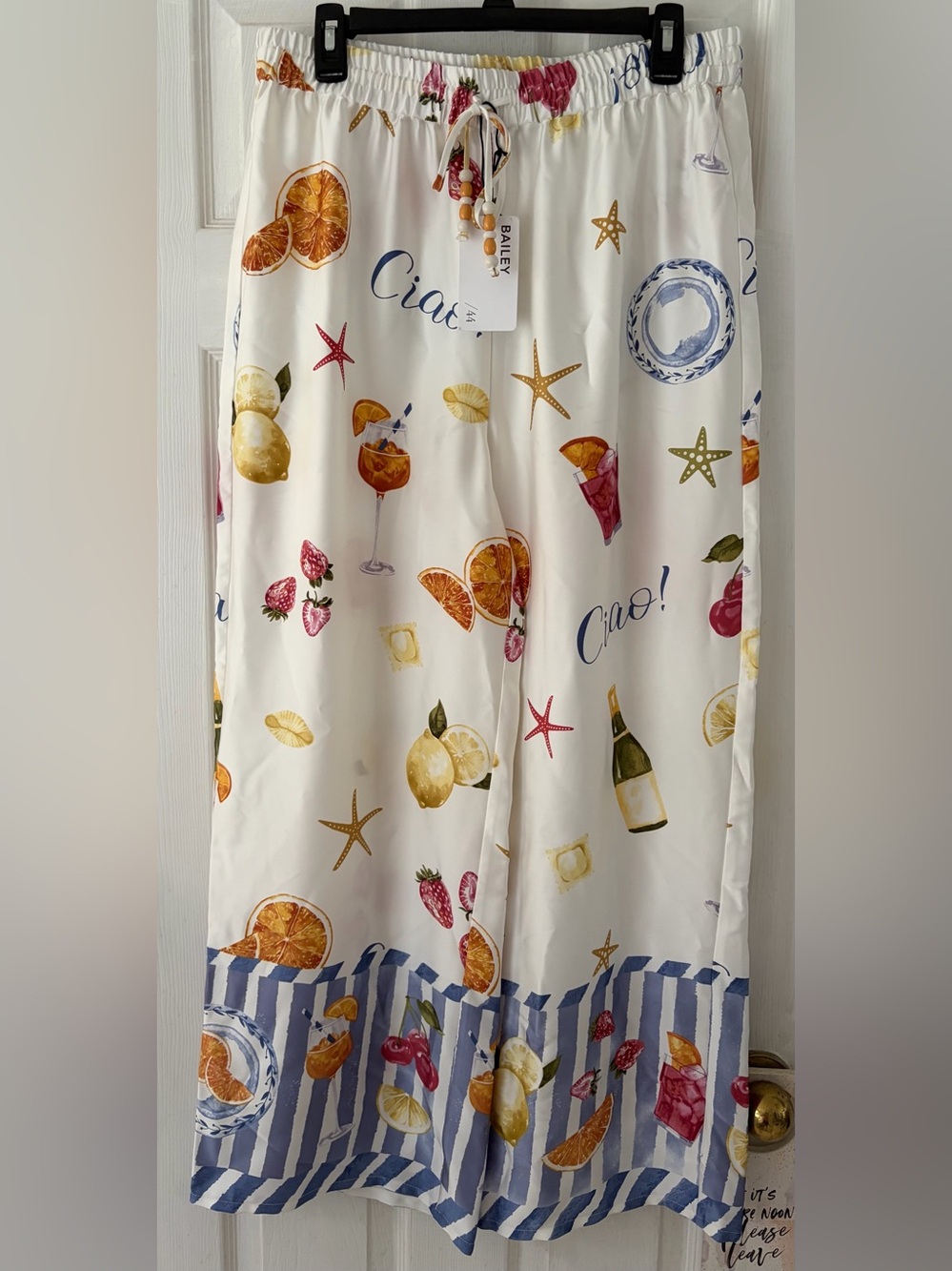 Bailey 44 White Citrus & Cocktail Print Pants